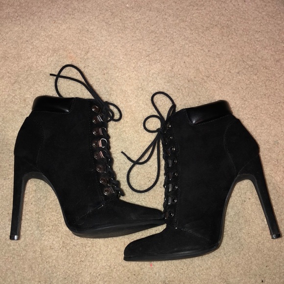 Forever 21 Faux suede lace up stiletto booties - Picture 2 of 8